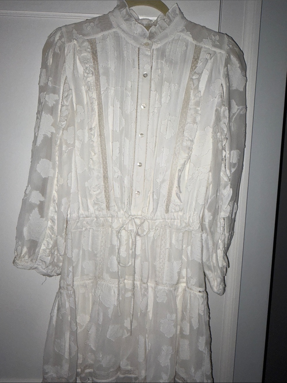 Joie White Lace Button-Up Dress
